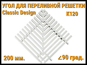 Угол переливной решетки Classic Design K120 для бассейна (Белая, Размеры: 200x25, 90 град.)