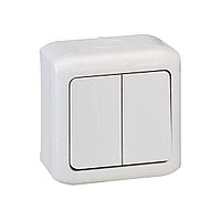 Выключатель двухклавишный Legrand Forix 10A 250В IP44 накладной белый