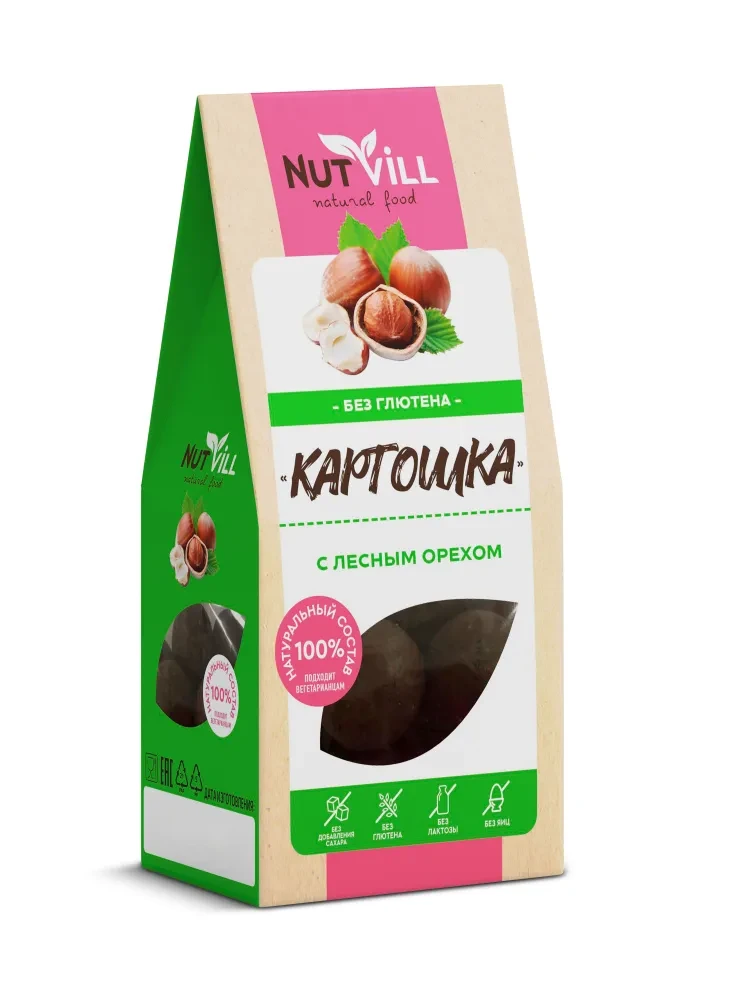 Nutvill Печенье Картошка с лесным орехом , без глютена, 96 г