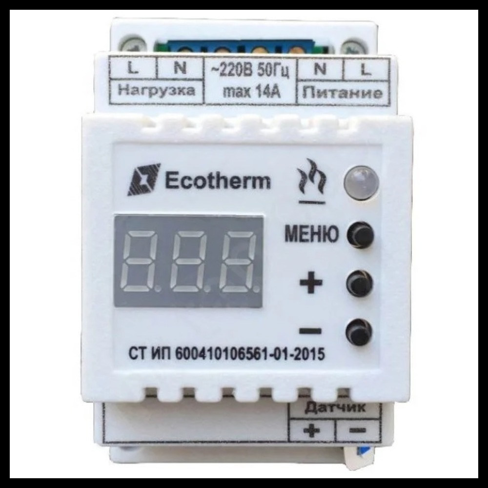 Терморегулятор ECOTHERM-03-Б2-Т1 для обогрева желобов, водостоков и кровли (10А, -20С-+60C, с датчиком) - фото 1 - id-p106113053