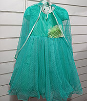 Нежное бирюзовое пышное платье с накидкой для девочки на возраст 5-7 л