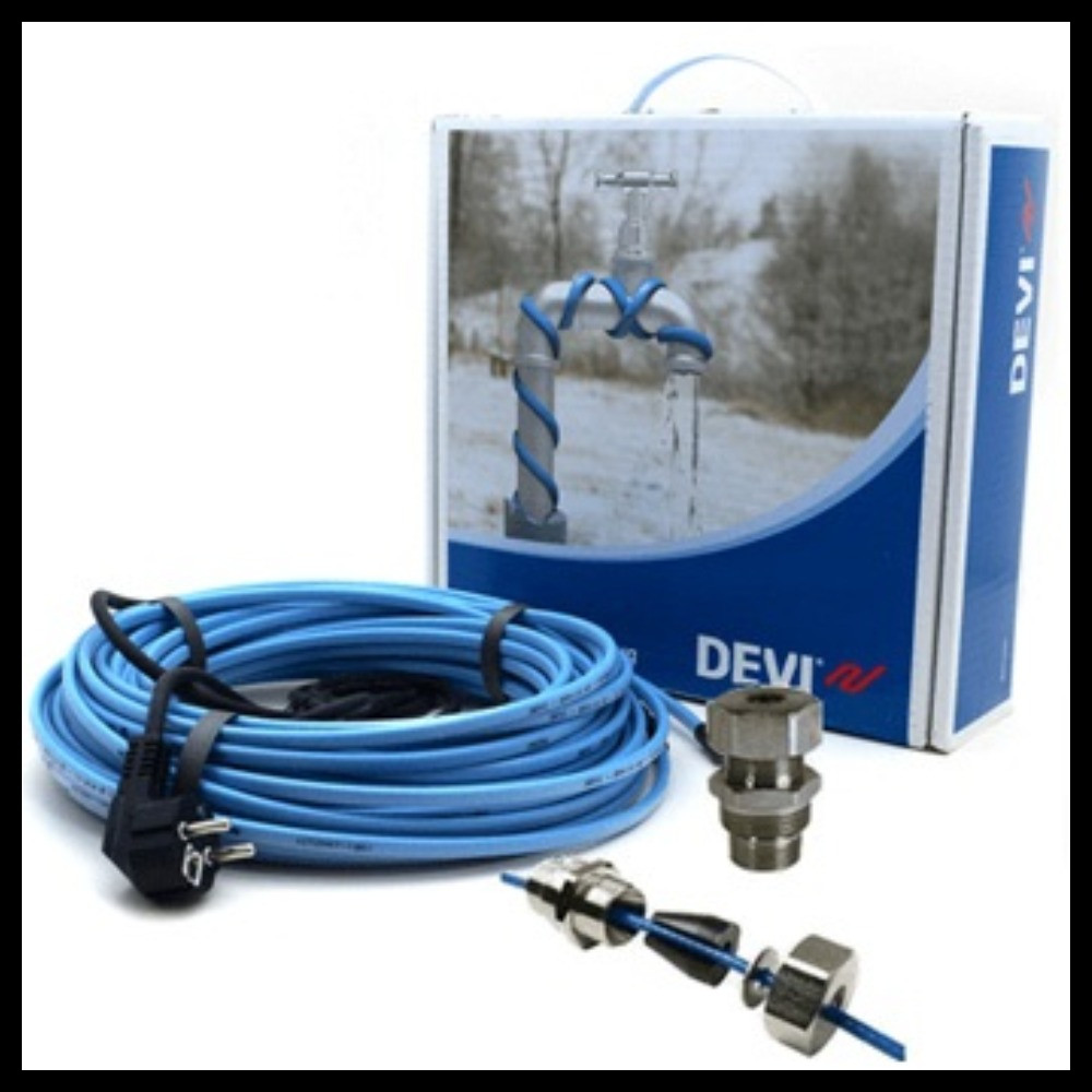 Саморегулирующийся кабель DEVIpipeheat 10 (DPH-10) для обогрева труб (длина=22 м, мощность=220 Вт, с вилкой)