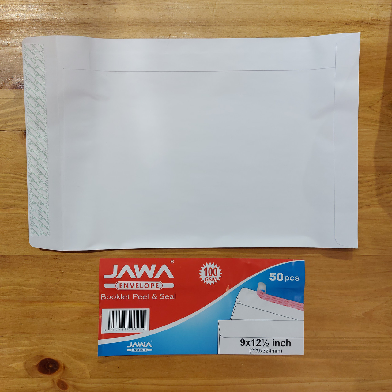 Конверт горизонтальный "JAWA", формат C4 (229*324 мм), белый, внутренняя запечатка, отрывная лента.