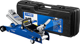 ЗУБР Т-65, 2.5т, 90-360 мм, Подкатной домкрат с низким подхватом и поворотной ручкой в кейсе, Профессионал