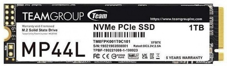 Твердотельный накопитель 1000GB SSD TeamGroup MP44L PCIe 4.0 R5000Mb/s, W4500MB/s TM8FPK001T0C101 - фото 1 - id-p114330132