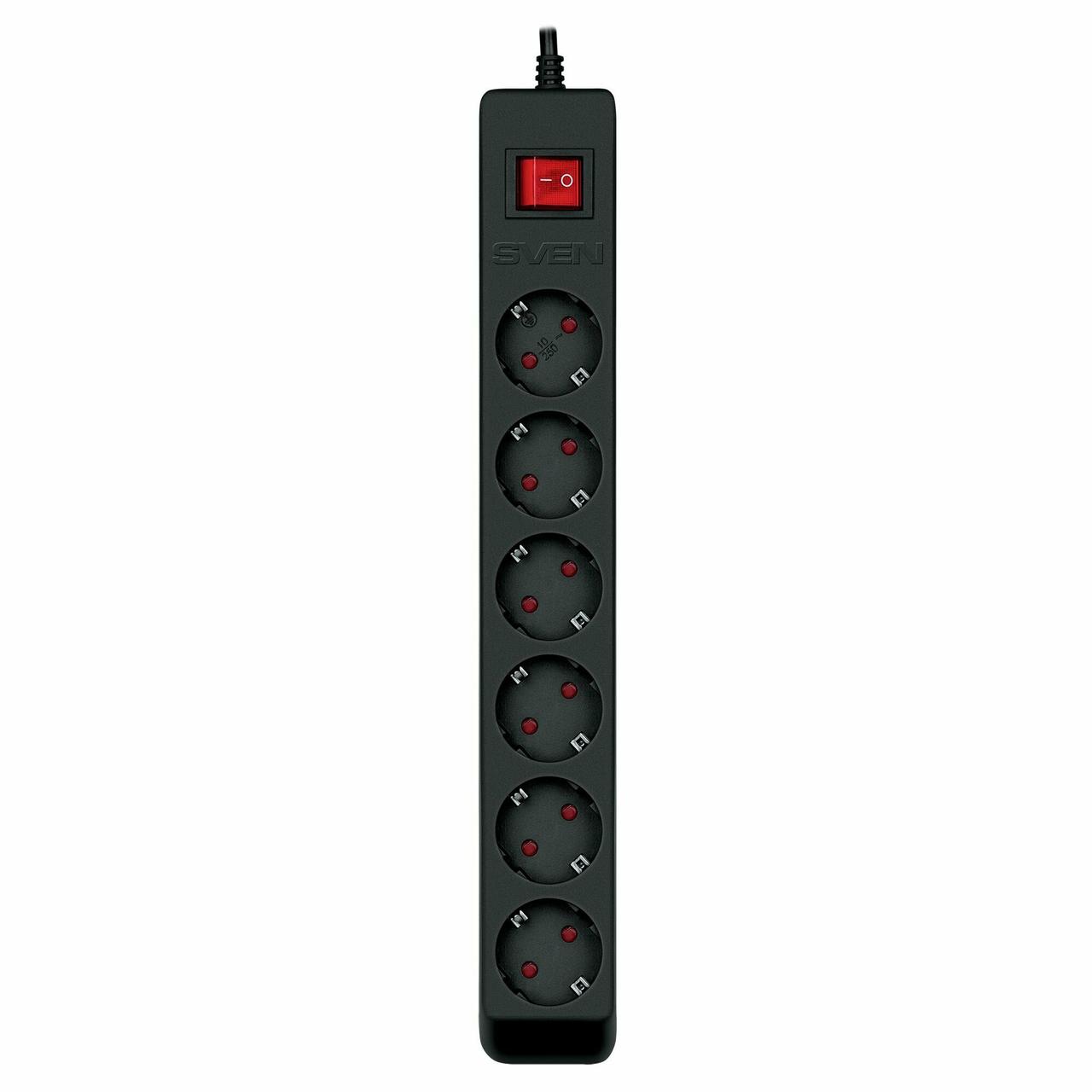 SVEN Сетевой фильтр Surge Protector Optima 1,8 m (6 sockets) black, color box - фото 1 - id-p114340872