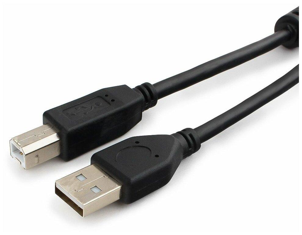 Кабель USB 2.0 Pro Cablexpert CCF-USB2-AMBM-6, AM/BM, 1.8м, экран, феррит.кольцо, черный, пакет - фото 1 - id-p114346871