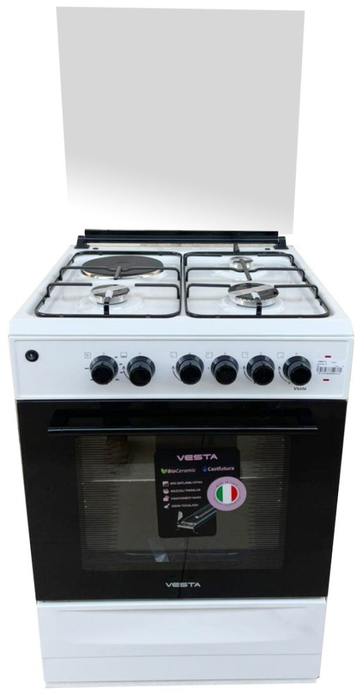 Газовая плита VESTA-MK 10 white 3+1 комбинированная духовка (белый) - фото 1 - id-p114329411