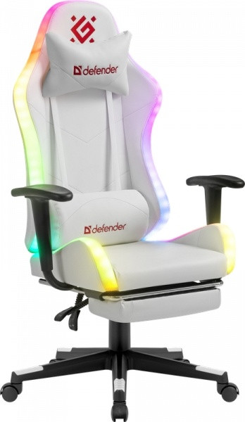 Игровое кресло Defender Watcher (M) RGB, подставка под ноги, белый - фото 1 - id-p114346996