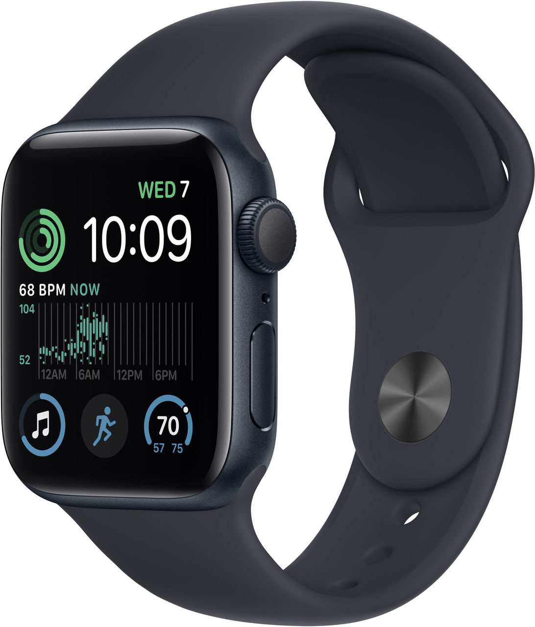 Apple Watch SE GPS, 40mm, Midnight Aluminium Case with, Midnight Sport Band - Regular (MNJT3GK/A)(MNJT3RB/A) - фото 1 - id-p114334369