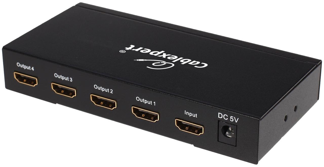 Разветвитель HDMI Cablexpert DSP-4PH4-02, HD19F/4x19F, 1 компьютер => 4 монитора, Full-HD, 3D, 1.4v, - фото 1 - id-p114347146