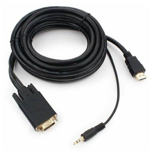 Кабель HDMI -> VGA Cablexpert A-HDMI-VGA-03, 19M/15F, длина 15см, аудиовыход Jack3.5 - фото 1 - id-p114347262