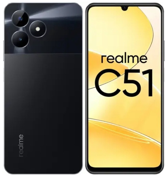 Смартфон Realme C51 4+128 Gb Carbon Black RMX3830 INT+NFC (RU) - фото 1 - id-p114341552