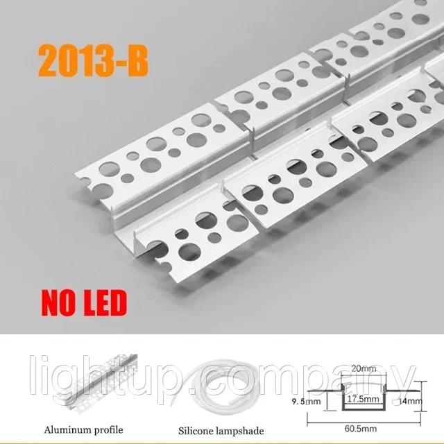 Гибкий Светодиодный профиль под левкас врезной 61(20х14) планки по 3 метра с матовой крышкой
