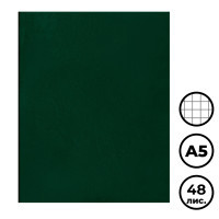 Тетрадь BG, A5, 48 листов, в клетку, на скрепке, бумвинил, зеленый, суперэконом - фото 1 - id-p113807047