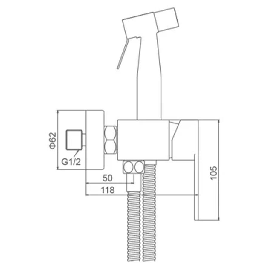 Гигиенический душ FRAP F72801-6 встроенный чёрный - фото 2 - id-p114380381