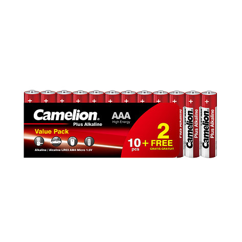Батарейка CAMELION Plus Alkaline LR03-SP10+2 12 шт. в плёнке, фото 2