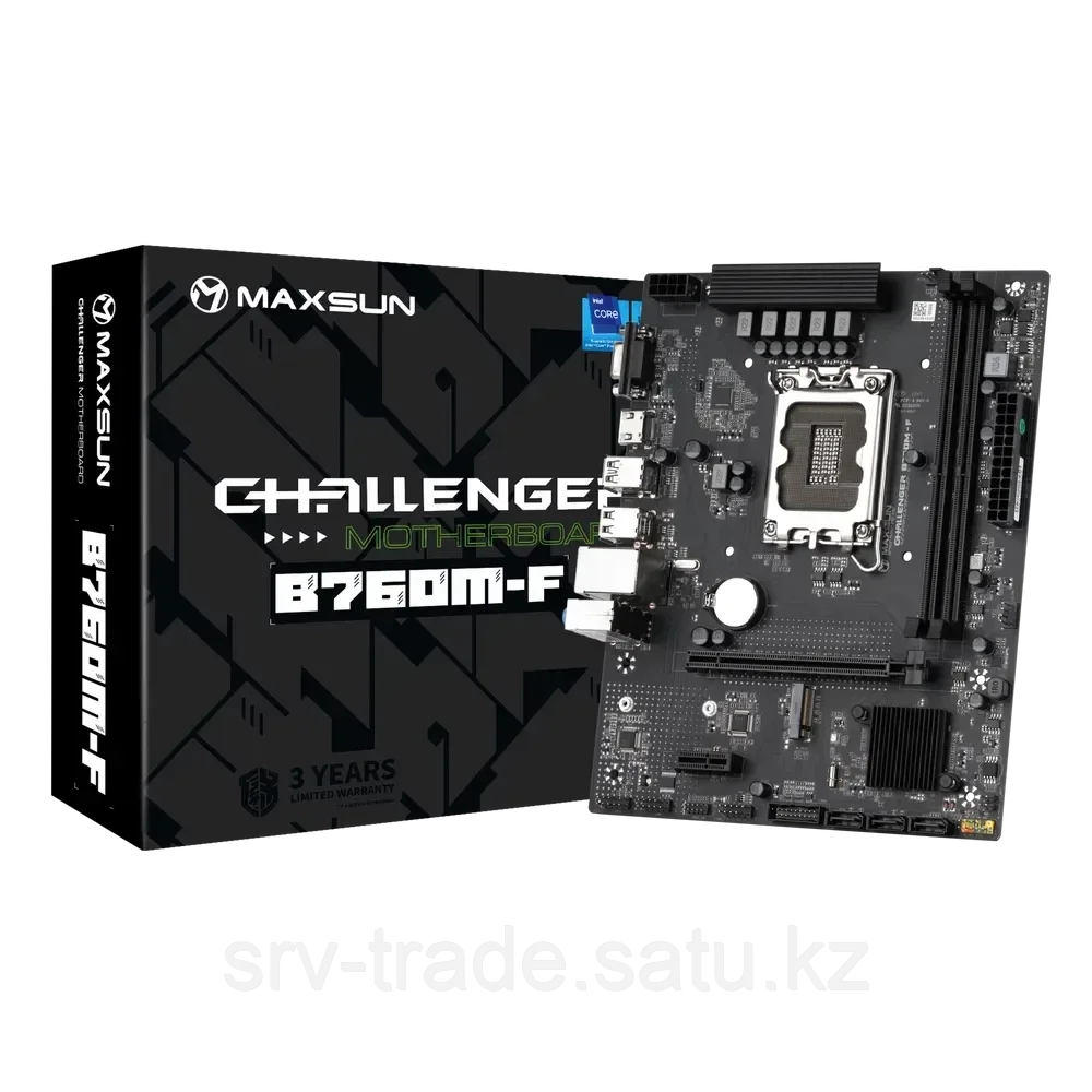 Материнская плата Maxsun Challenger B760M-F [LGA 1700, Intel B760, 2xDDR 4, 2xM.2, 1xPCI-E x16, Micro-ATX] - фото 1 - id-p114363273