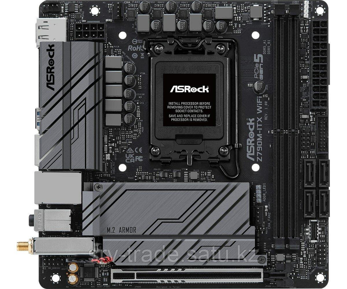 Материнская плата ASRock Z790M-ITX WiFi [LGA 1700, Intel Z790, 2xDDR 5, 2xM.2, 1xPCI-E x16, Mini-ITX] - фото 1 - id-p114363352