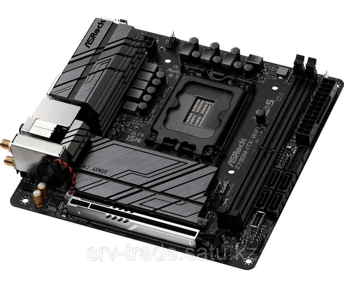 Материнская плата ASRock Z790M-ITX WiFi [LGA 1700, Intel Z790, 2xDDR 5, 2xM.2, 1xPCI-E x16, Mini-ITX] - фото 2 - id-p114363352