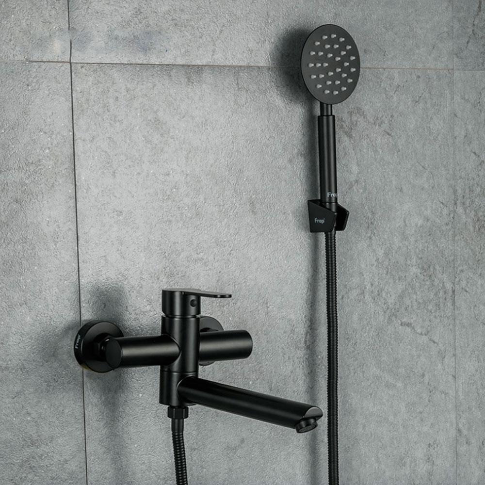 Смеситель Frap для ванны F32801-6 черный короткий гусак - фото 1 - id-p114383071