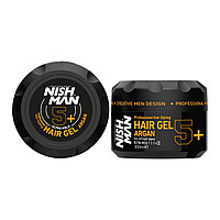 Гель для укладки волос "NISHMAN Hair Gel Argan 5+" с аргановым маслом, экстрасильной фиксации