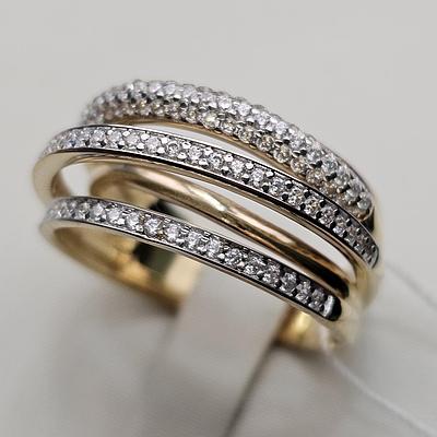 Золотое кольцо с фианитами ж/з 7,31гр, 585 проба, 18,5 размер