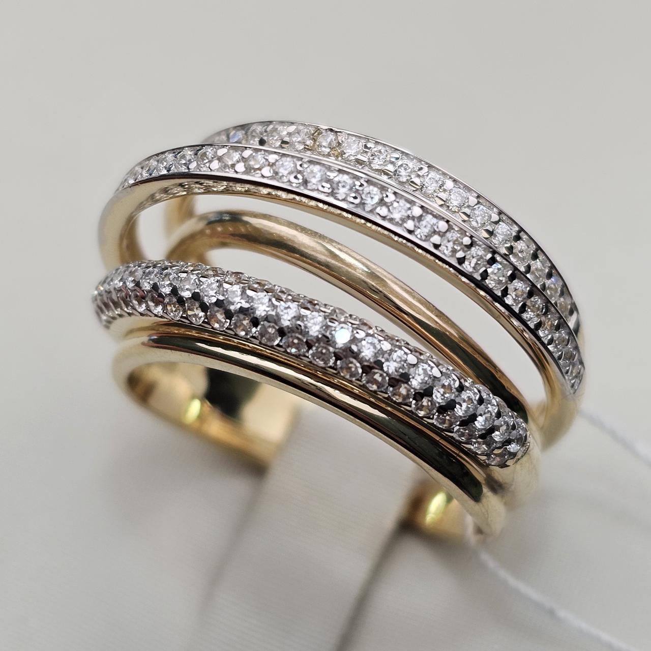 Золотое кольцо с фианитами ж/з 7,31гр, 585 проба, 18,5 размер - фото 8 - id-p114380291