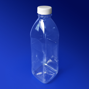 Казахстан Бутылка 1000мл PET квадратная прозрачная с крышкой диаметр горловины 3,8см h24см дно 7х7см - фото 1 - id-p107487359