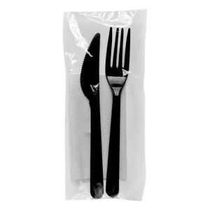 DDW Ланч - набор -вилка черная,нож черный,салфетка белая - фото 1 - id-p107487955