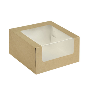 OSQ (Doeco) Коробка для торта крафт с окном ForG SHELF I W K 18,0х18,0х10,0см - фото 1 - id-p107488120