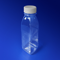Казахстан Бутылка 300мл PET квадратная прозрачная с крышкой большое горлышко