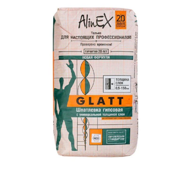 Шпаклёвка гипсовая базовая Alinex Glatt 25 кг - фото 1 - id-p99309908