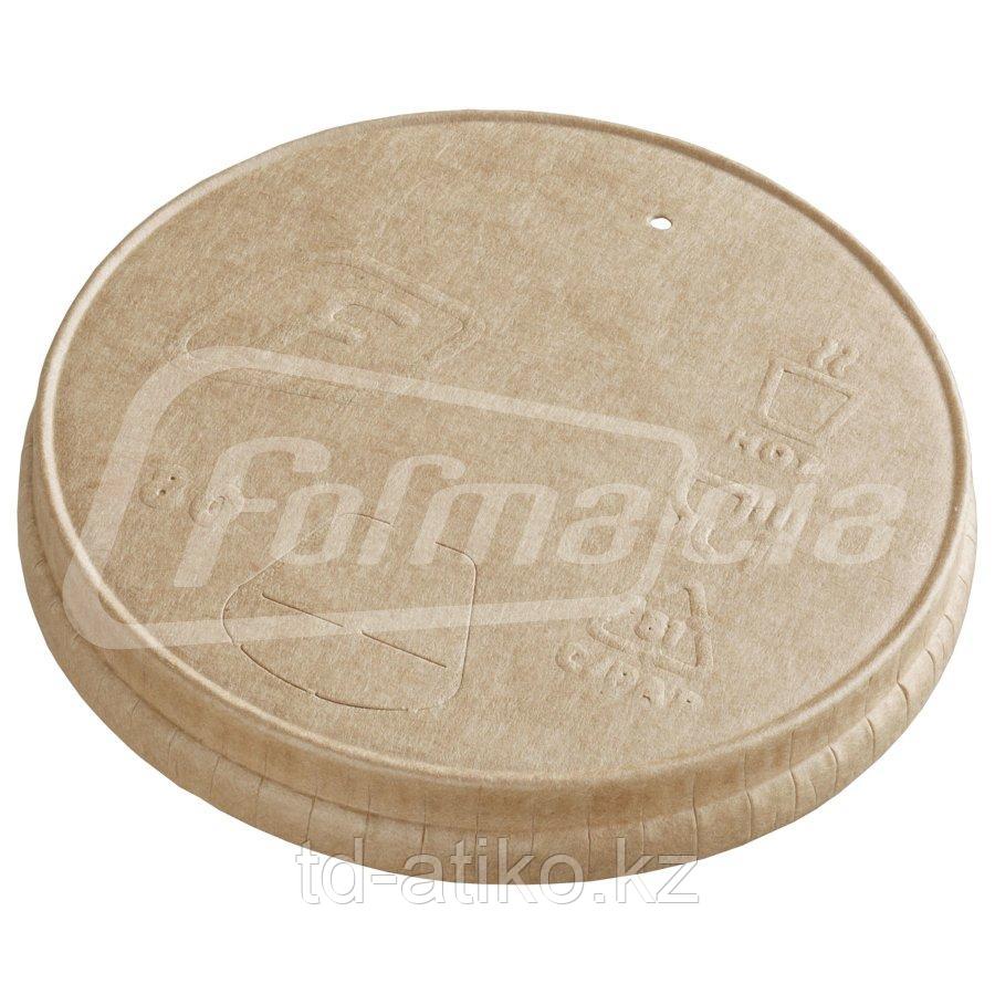 PLO-80-K1 Крышка бумажная для стаканов d 80 мм, крафт без клапана (упак.50 шт)(29164,0000  EU F logo