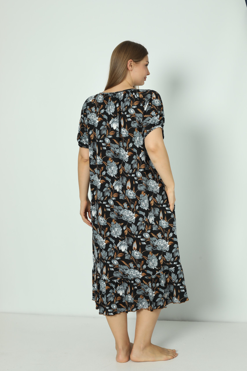 Платье домашнее женское* 7XL - 60/62, Черный - фото 4 - id-p114081591