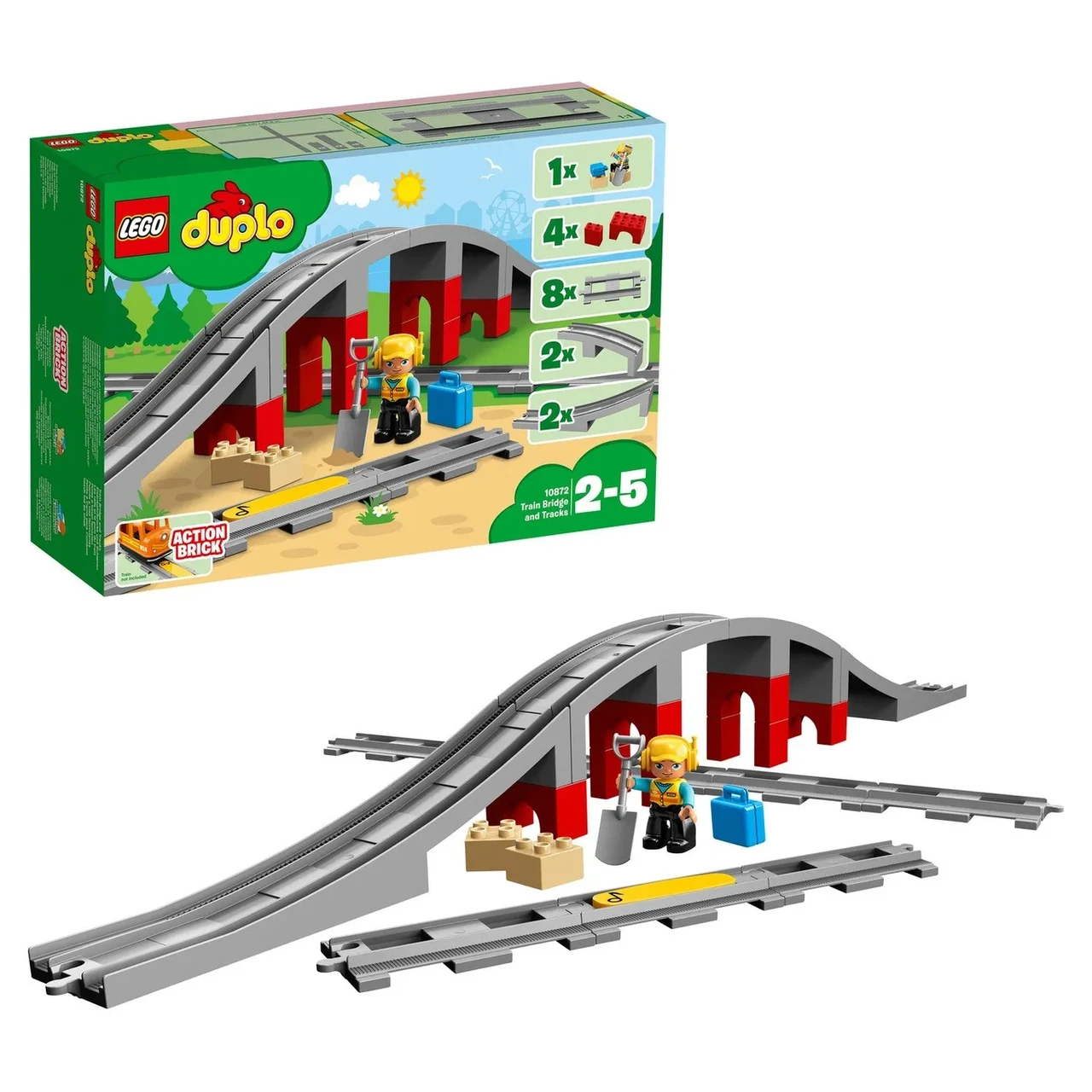 Конструктор LEGO DUPLO Железнодорожный мост и рельсы 10872