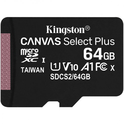 Kingston microSDXC Canvas Select Plus без адаптера флеш (flash) карты (SDCS2/64GBSP) - фото 1 - id-p73744020