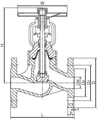 Вентиль запорный сальниковый фланцевый чугунный DN200 PN16 L=595mm - фото 2 - id-p114401080