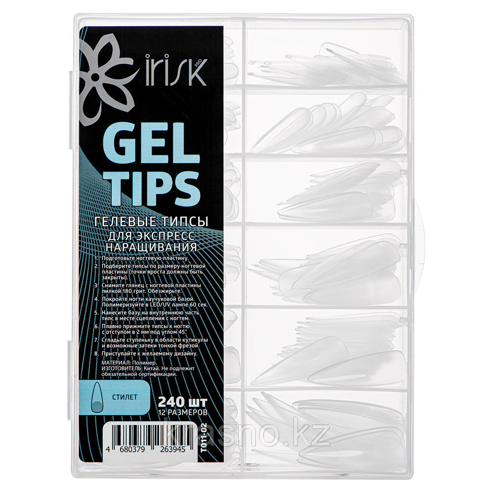 Типсы гелевые для экспресс наращивания Квадрат Gel Tips 240шт/уп IRISK - фото 1 - id-p114402208