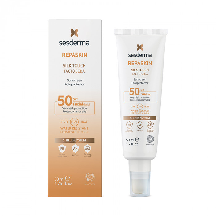 Sesderma REPASKIN SILK TOUCH FACIAL SUNSCREEN SPF 50 Солнцезащитное средство с нежностью шелка для лица - фото 1 - id-p114404835