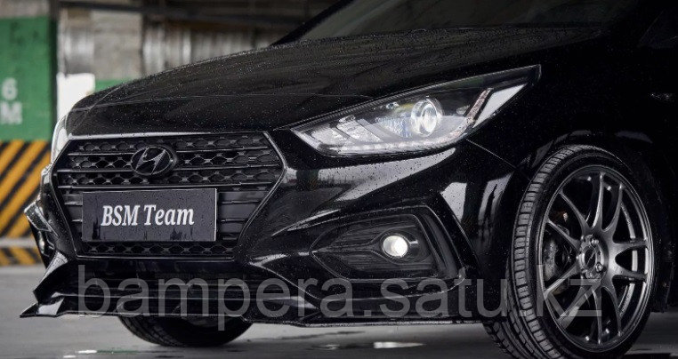 Серпы на передний бампер "BSM Team" для Hyundai Accent (2017-2020) - фото 2 - id-p114405481
