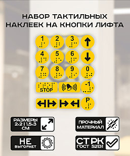 Тактильные наклейки с шрифтом Брайля кнопки на лифт