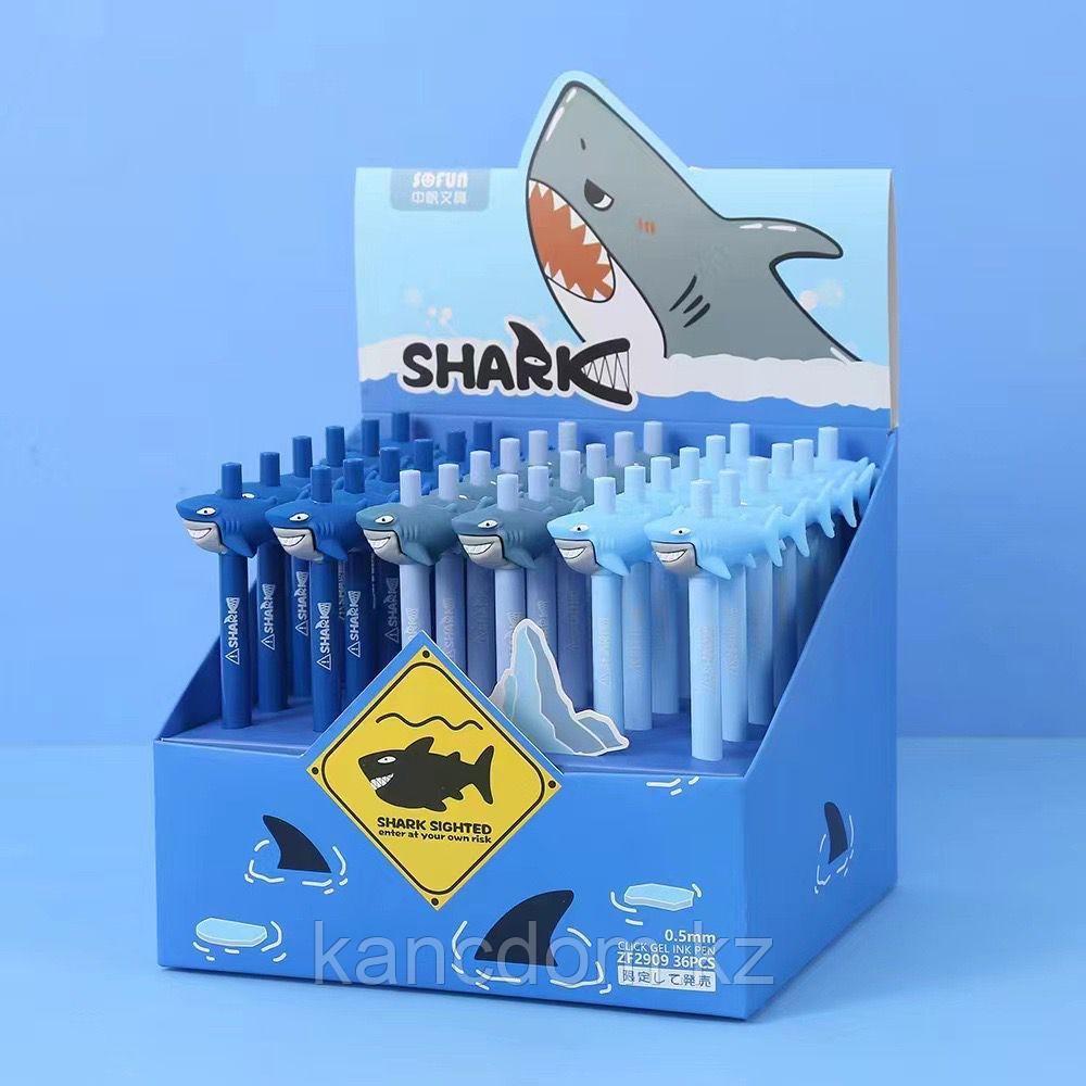 Ручка декоративная, автоматическая, гелевая 0.5мм "Shark" ZF2909 Blue