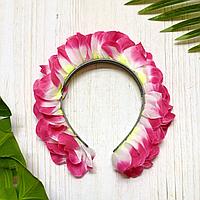 Гавайский ободок с цветами розовый