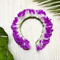 Гавайский ободок с цветами фиолетовый