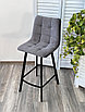 Полубарный стул CHILLI-QB SQUARE серый #27, велюр / черный каркас (H=66cm) М-City, фото 4