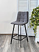 Полубарный стул CHILLI-QB SQUARE серый #27, велюр / черный каркас (H=66cm) М-City, фото 5