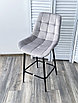 Полубарный стул ХОФМАН, цвет H-09 Светло-серый, велюр / черный каркас H=63cm М-City, фото 3