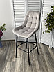 Барный стул ХОФМАН, цвет H-09 Светло-серый, велюр / черный каркас М-City, фото 3