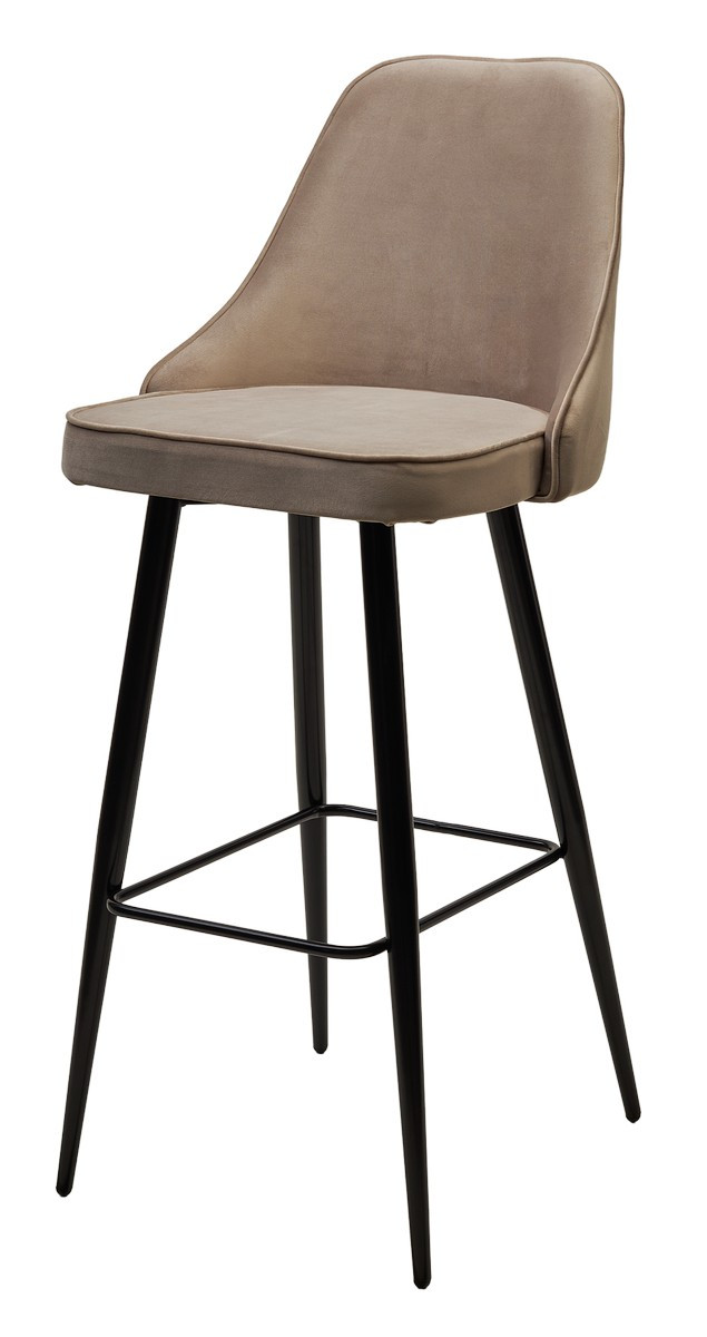 Барный стул NEPAL-BAR БЕЖЕВЫЙ #5, велюр/ черный каркас (H=78cm) М-City